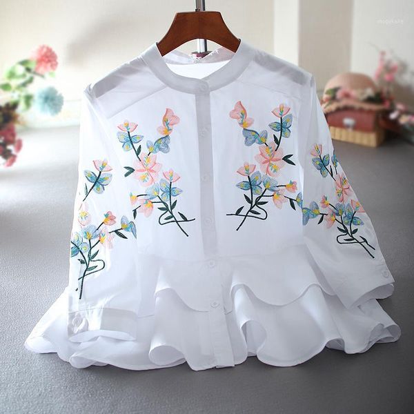 loose ruffled high waist cotton shirt for women floral embroidery blouse female spring summer blusas mujer de moda 20201, White
loose ruffled high waist cotton shirt for women floral embroidery blouse female spring summer blusas mujer de moda 20201, White