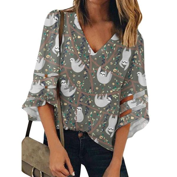 women's blouses & shirts custom cartoon sloth animal womens printing half sleeve loose tunic plus size private label clothes, White
women's blouses & shirts custom cartoon sloth animal womens printing half sleeve loose tunic plus size private label clothes, White