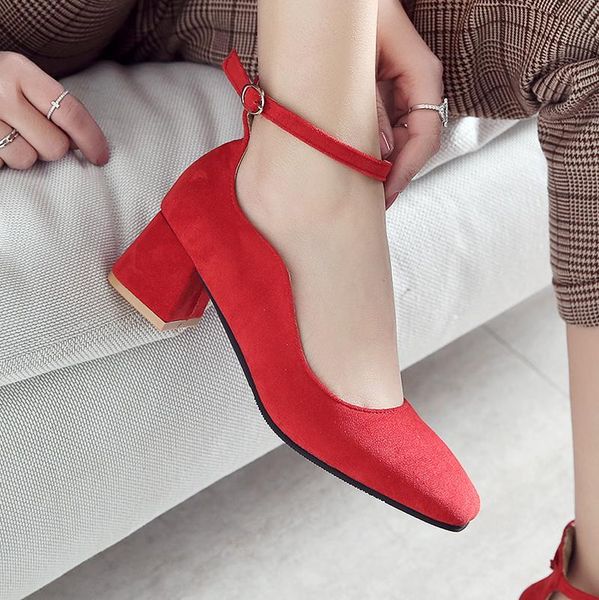 plus size 34-46 spring autumn women pumps red buckles high heels shoes blck fashion square toe wedding party resquare heel, Black
plus size 34-46 spring autumn women pumps red buckles high heels shoes blck fashion square toe wedding party resquare heel, Black