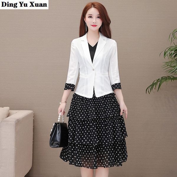 spring summer woman office work blazer dress suit for women white jacket and black knee-length dresses 2 two pieces set 201102, White;black
spring summer woman office work blazer dress suit for women white jacket and black knee-length dresses 2 two pieces set 201102, White;black
