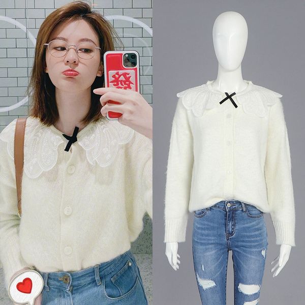 qiaoxin star same cardigan spring embroidered wool sweater wool 2020 new korean embroidery lapel versatile woolen sweater women 2jdz9, White;black 
qiaoxin star same cardigan spring embroidered wool sweater wool 2020 new korean embroidery lapel versatile woolen sweater women 2jdz9, White;black