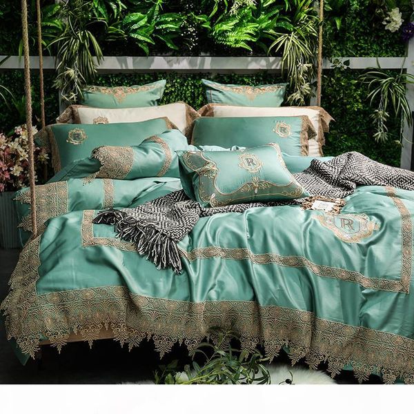 green white luxury 80s egyptian cotton royal gold lace embroidery bedding set duvet cover bed linen bed sheet pillowcases 4 7pcs t200814
green white luxury 80s egyptian cotton royal gold lace embroidery bedding set duvet cover bed linen bed sheet pillowcases 4 7pcs t200814