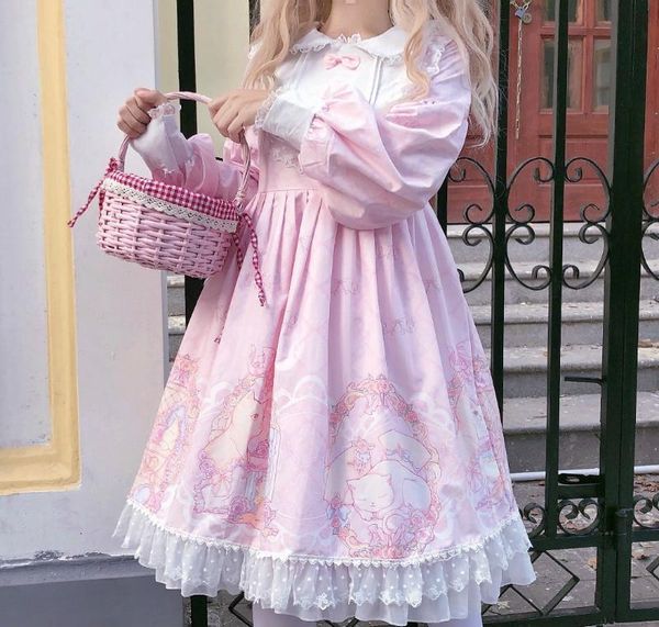 op japanese cute lolita dress long sleeve doll round neck lolita party dress kawii vintage dress pink white soft girl skirt, Black;gray
op japanese cute lolita dress long sleeve doll round neck lolita party dress kawii vintage dress pink white soft girl skirt, Black;gray