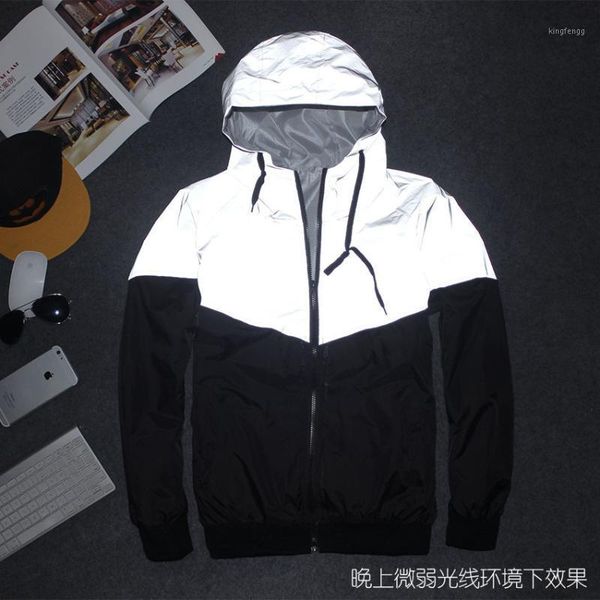 men's jacket autumn reflective 3m light hoodies jackets movement hip hop waterproof windbreaker hooded fluorescent coat men1, Black;brown
men's jacket autumn reflective 3m light hoodies jackets movement hip hop waterproof windbreaker hooded fluorescent coat men1, Black;brown