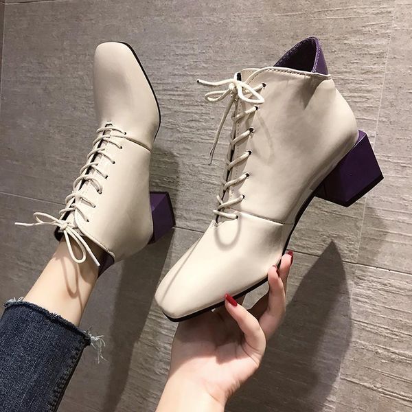 2020 womens boots fashion casual ladies boots pu leather lace-up ankle square heel motorcycle for zapatos mujer, Black
2020 womens boots fashion casual ladies boots pu leather lace-up ankle square heel motorcycle for zapatos mujer, Black