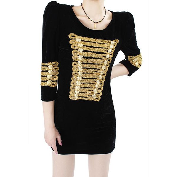 new fashion 2020 autumn barocco designer dress women's 3/4 sleeve gold chain buttons velvet dress, Black;gray
new fashion 2020 autumn barocco designer dress women's 3/4 sleeve gold chain buttons velvet dress, Black;gray