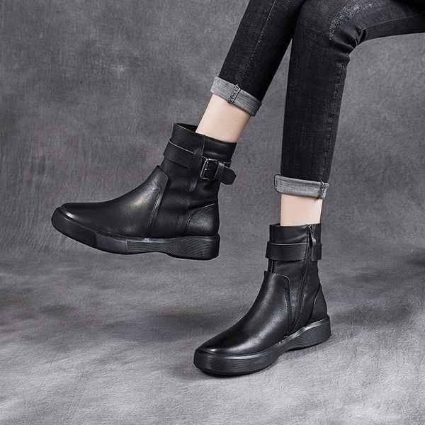 2020 autumn new martin boots leather casual soft leather women's boots cowhide british belt buckle short fashion, Black
2020 autumn new martin boots leather casual soft leather women's boots cowhide british belt buckle short fashion, Black