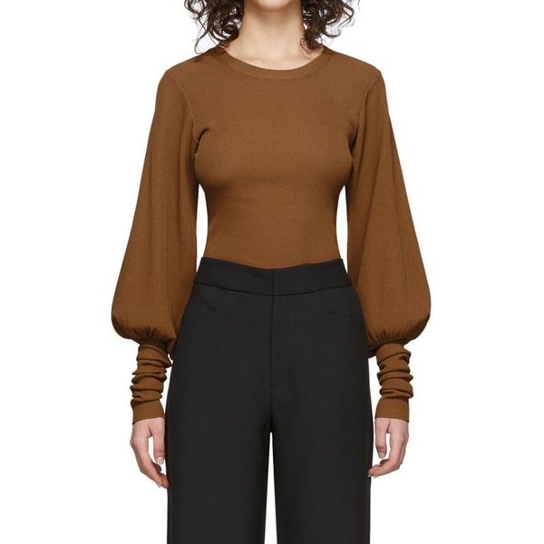 women's sweaters women sweater 2021 puff sleeve retro round neck knit waist top, White;black
women's sweaters women sweater 2021 puff sleeve retro round neck knit waist top, White;black