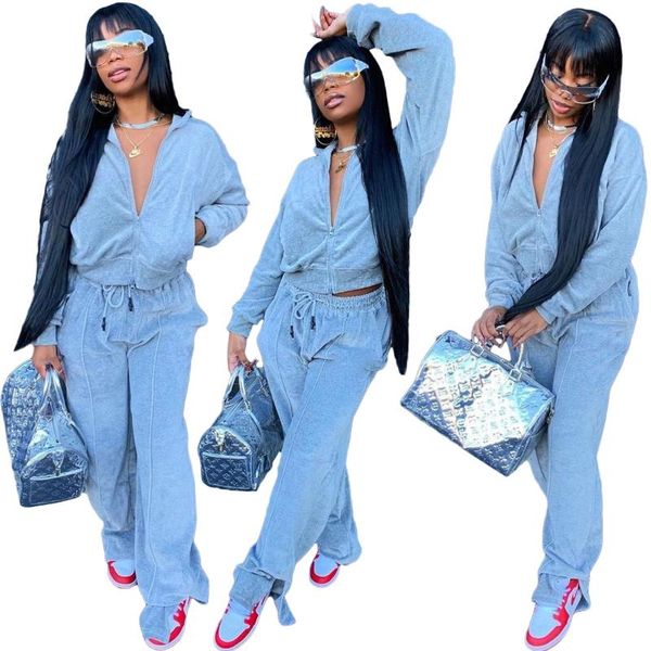 casual clothes two piece set women long sleeve zipper hoodie crop and strength slit trousers outfits wholesale dropshipping, Gray
casual clothes two piece set women long sleeve zipper hoodie crop and strength slit trousers outfits wholesale dropshipping, Gray