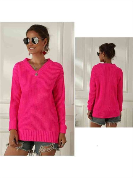 women long sleeve chunky knit sweater v-neck neon solid loose jumper dropshipping, White;black
women long sleeve chunky knit sweater v-neck neon solid loose jumper dropshipping, White;black