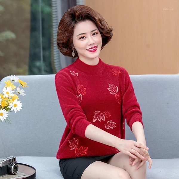 2021 autumn winter middle-aged womens sweater round neck sweaters female thick warm plus size fashion pullover knit s6411, White;black
2021 autumn winter middle-aged womens sweater round neck sweaters female thick warm plus size fashion pullover knit s6411, White;black
