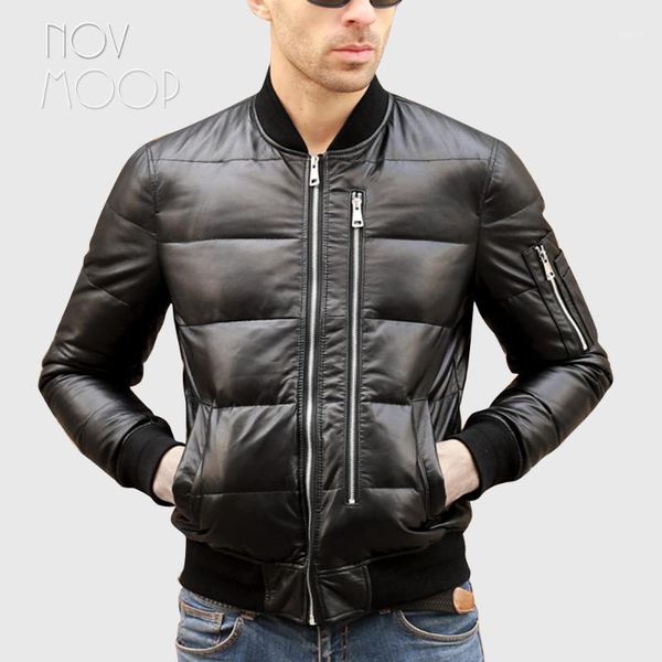 men winter warm black genuine leather real lambskin duck down bomber jackets coats plus size jaqueta de couro deri ceket lt24461
men winter warm black genuine leather real lambskin duck down bomber jackets coats plus size jaqueta de couro deri ceket lt24461