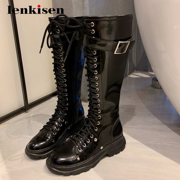 boots lenkisen riding real leather buckle decorations coolest rock round toe thick med heel zipper catwalk knee-high l01, Black
boots lenkisen riding real leather buckle decorations coolest rock round toe thick med heel zipper catwalk knee-high l01, Black