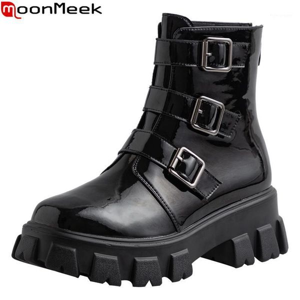 boots moonmeek 2021 autumn winter fashion ankle black color buckle casual women patent leather platform ladies shoes1
boots moonmeek 2021 autumn winter fashion ankle black color buckle casual women patent leather platform ladies shoes1