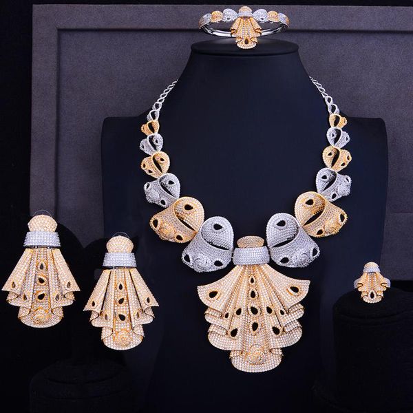 godki luxury cubic zircon african necklace earring set bangle ring bridal jewelry sets for women engagement wedding, Silver
godki luxury cubic zircon african necklace earring set bangle ring bridal jewelry sets for women engagement wedding, Silver