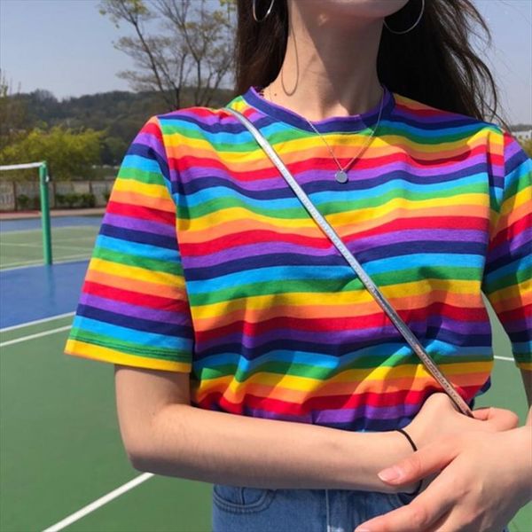 летняя одежда женщина футболка top 2021 корейский стиль футболки ulzzang harajuku rainbow striped с коротким рукавом футболка для женщин tee, White
летняя одежда женщина футболка top 2021 корейский стиль футболки ulzzang harajuku rainbow striped с коротким рукавом футболка для женщин tee, White