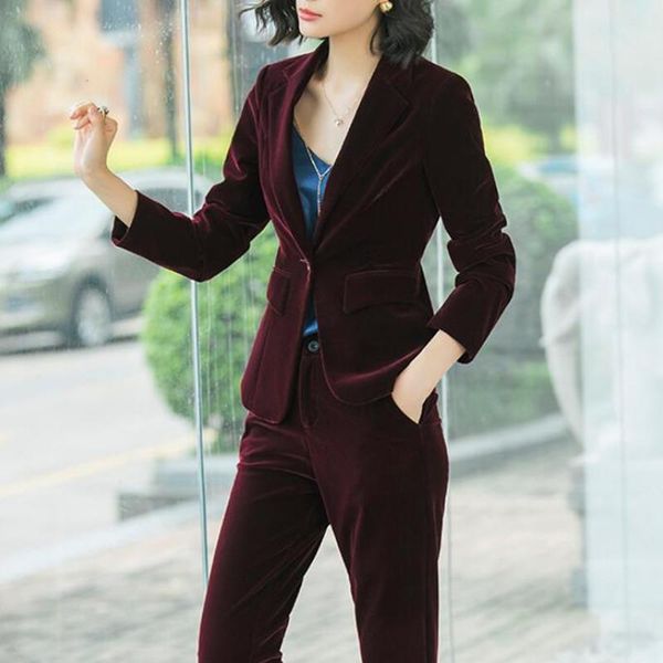 women's two piece pants women suits velvet clothing business formal work office ladies wear long sleeve slim blazer jacket autumn winte, White
women's two piece pants women suits velvet clothing business formal work office ladies wear long sleeve slim blazer jacket autumn winte, White