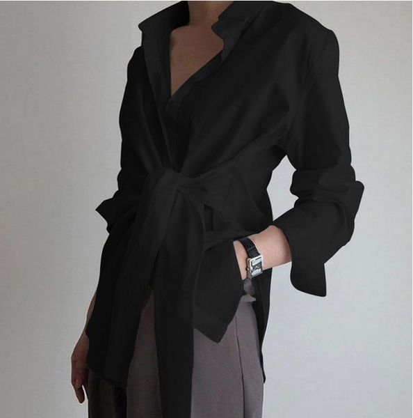 women's blouses & shirts ladies temperament solid color blouse, summer autumn girls personalized knotted shirt female lapel long sleeve, White
women's blouses & shirts ladies temperament solid color blouse, summer autumn girls personalized knotted shirt female lapel long sleeve, White