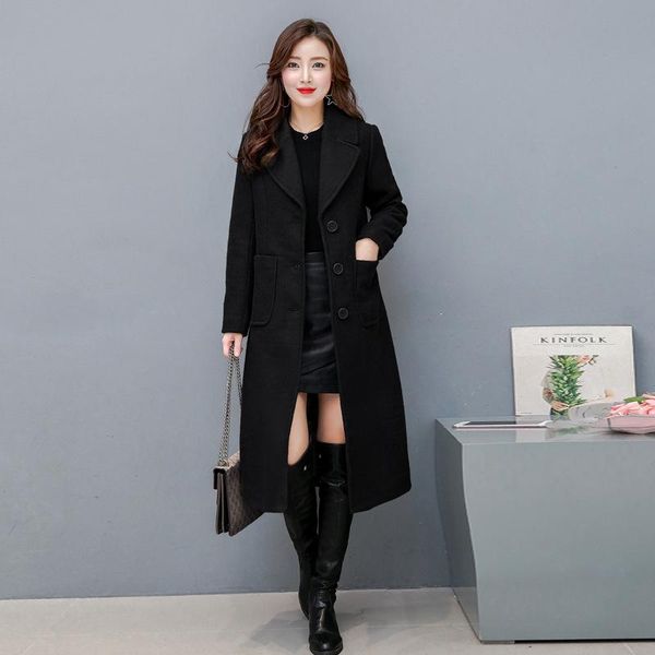 female long section winter women woolen overcoat new long sleeves woolen coat 2021 new large thick coat casacos feminino, Black
female long section winter women woolen overcoat new long sleeves woolen coat 2021 new large thick coat casacos feminino, Black