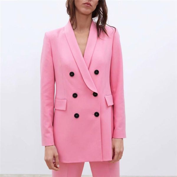 women's suits & blazers 2021 women chic pink blazer and jacket pockets double breasted long sleeve office wear coat solid female casual, White;black
women's suits & blazers 2021 women chic pink blazer and jacket pockets double breasted long sleeve office wear coat solid female casual, White;black