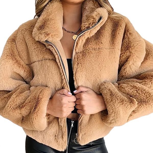 2021 new women's autumn cashmere short winter casual long sleeve stand collar zipper jacket female solid loose coat outerwear x506, Black;brown
2021 new women's autumn cashmere short winter casual long sleeve stand collar zipper jacket female solid loose coat outerwear x506, Black;brown