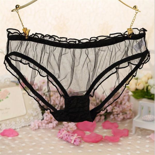 women panties lace thongs ultra-thin mesh transparent bragas mujer women's soft briefs bow panty underwear, Black;pink
