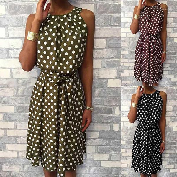 women casual dot printed sashes a-line party dress sleeveless o neck elegant vintage dress 2020 summer new fashion woemen1, Black;gray
women casual dot printed sashes a-line party dress sleeveless o neck elegant vintage dress 2020 summer new fashion woemen1, Black;gray