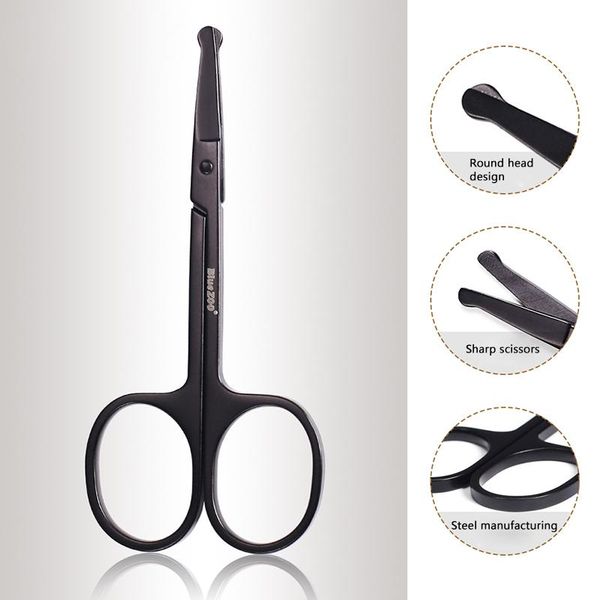 black silver stainless steel rounded nose hair scissors for eyebrow beard mustache trimming multi use for personal and travel
black silver stainless steel rounded nose hair scissors for eyebrow beard mustache trimming multi use for personal and travel