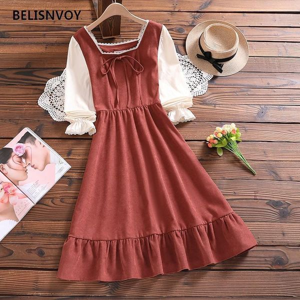 mori girl cute sweet dress japan style lolita autumn winter fake two piece bow ruffles women vintage midi elegant vestidos1, Black;gray
mori girl cute sweet dress japan style lolita autumn winter fake two piece bow ruffles women vintage midi elegant vestidos1, Black;gray