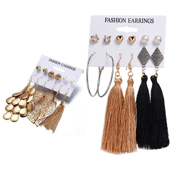 stud elegant 6 pairs/lot imitation pearl heart big circle tassel leaf earring set charm for women wholesale, Golden;silver
stud elegant 6 pairs/lot imitation pearl heart big circle tassel leaf earring set charm for women wholesale, Golden;silver