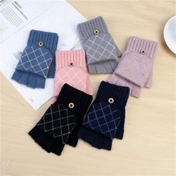 fashion ladies womens fingerless capped half gloves winter warm shooting mittens combo, Blue;gray