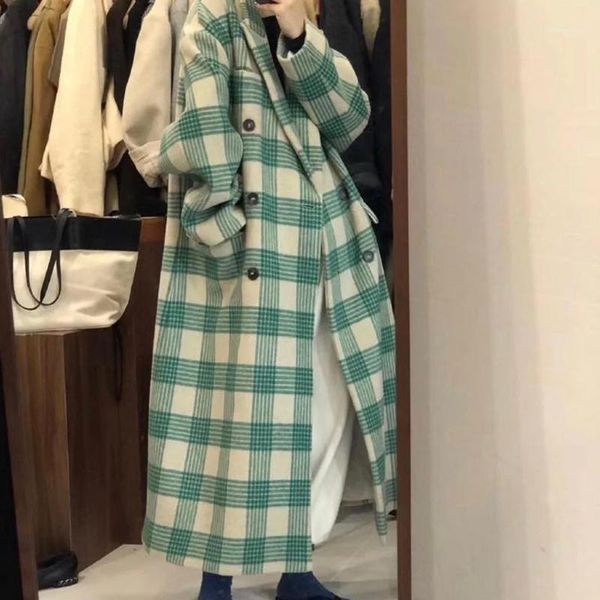 lucyever winter long woolen coats women korean style long sleeve plaid coat woman 2020 vintage loose green clothes femme1, Black
lucyever winter long woolen coats women korean style long sleeve plaid coat woman 2020 vintage loose green clothes femme1, Black