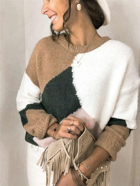 women knitted sweater zipper casual style sweater autumn lantern sleeve round neck color block knitwear pullover top, White;black
women knitted sweater zipper casual style sweater autumn lantern sleeve round neck color block knitwear pullover top, White;black