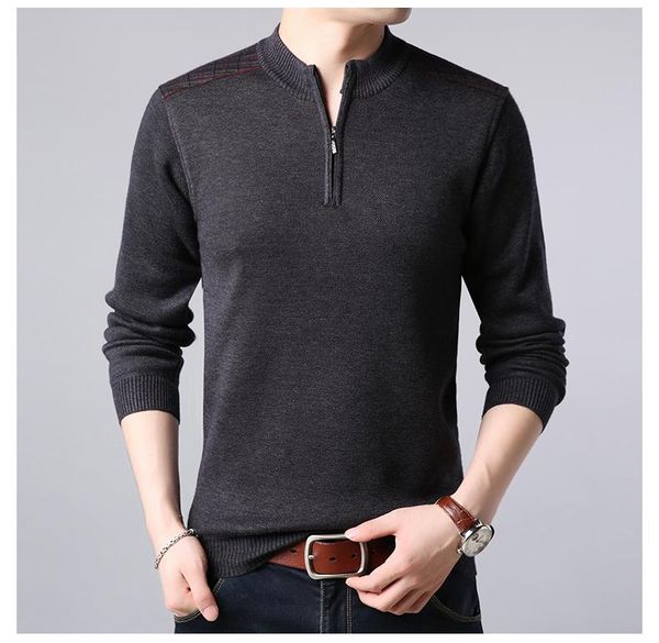 men's sweaters fashion half high collar sweater blue middle aged plush and thick zipper mock neck interior jumper, White;black
men's sweaters fashion half high collar sweater blue middle aged plush and thick zipper mock neck interior jumper, White;black