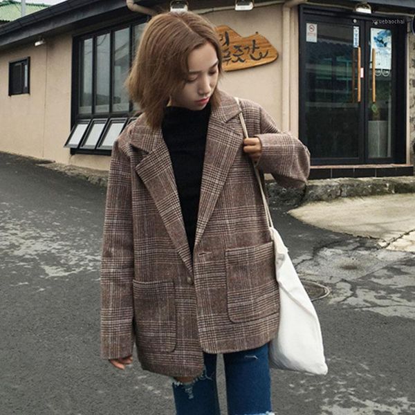 the new spring 2019 ms han edition retro relaxed joker show thin long sleeve grid lapel leisure suit jacket pocket le0041, White;black
the new spring 2019 ms han edition retro relaxed joker show thin long sleeve grid lapel leisure suit jacket pocket le0041, White;black