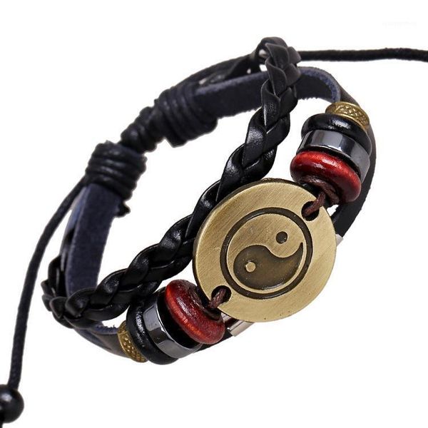 chinese style taichi charm bracelets women men genuine leather braided woven bracelet vintage classic flexiable bangles unisex1, Golden;silver
chinese style taichi charm bracelets women men genuine leather braided woven bracelet vintage classic flexiable bangles unisex1, Golden;silver