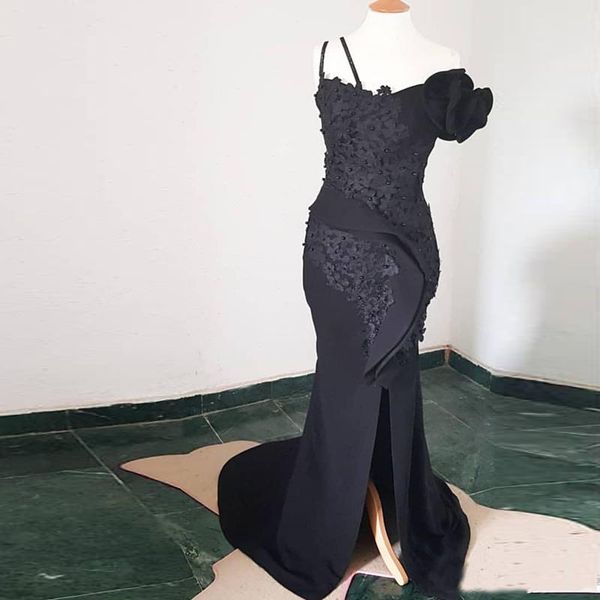 black evening dresses 2020 one shoulder mermaid prom party gowns side split robe de soiree evening gowns, Black;red
black evening dresses 2020 one shoulder mermaid prom party gowns side split robe de soiree evening gowns, Black;red