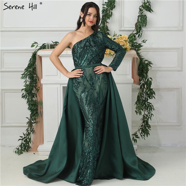 green one shoulder long sleeves sequeined evening dresses luxury fashion with train evening gowns 2020 serene hill lj201119, White;black
green one shoulder long sleeves sequeined evening dresses luxury fashion with train evening gowns 2020 serene hill lj201119, White;black