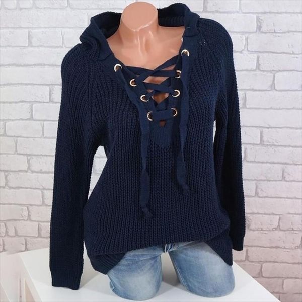 new womens knitted pullover sweaters autumn winter hooded bandage sweaters plus size casual female jumper knitwear, White;black
new womens knitted pullover sweaters autumn winter hooded bandage sweaters plus size casual female jumper knitwear, White;black