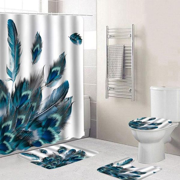 4 pcs peacock feathers waterproof bathroom shower curtain toilet cover mat non-slip floor mat rug bathroom set with 12 hooks
4 pcs peacock feathers waterproof bathroom shower curtain toilet cover mat non-slip floor mat rug bathroom set with 12 hooks