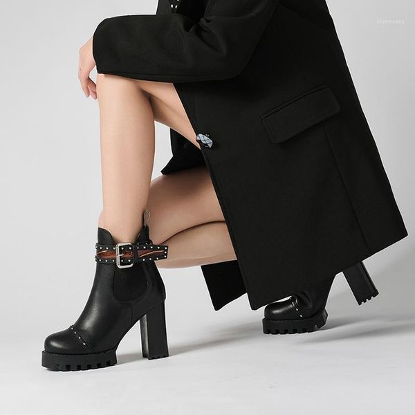 thick heel high heel short boots women autumn winter new rivet waterproof platform leather boots belt buckle women1, Black
thick heel high heel short boots women autumn winter new rivet waterproof platform leather boots belt buckle women1, Black
