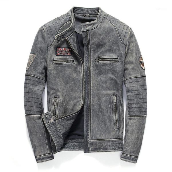 men's leather & faux 2021 vintage grey men slim fit motorcycle jacket plus size xxxl genuine cowhide autumn biker's coat1, Black
men's leather & faux 2021 vintage grey men slim fit motorcycle jacket plus size xxxl genuine cowhide autumn biker's coat1, Black