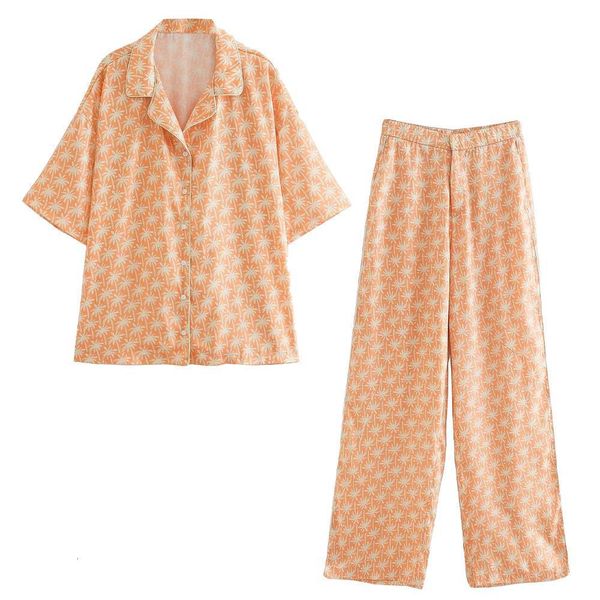 new summer suits women two piece set printed pajama style short sleeves blouse & printed loose pants trousers, Gray 
new summer suits women two piece set printed pajama style short sleeves blouse & printed loose pants trousers, Gray