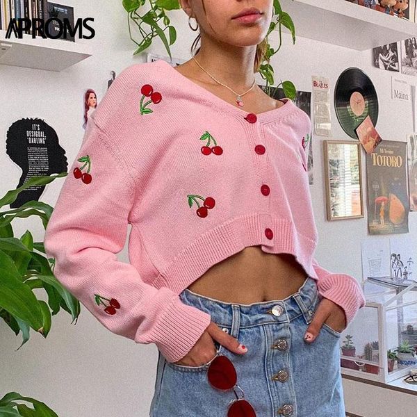 aproms vintage embroidered cropped cardigans women autumn winter pink v-neck soft knitted sweaters cool girls casual jumper 2021, White
aproms vintage embroidered cropped cardigans women autumn winter pink v-neck soft knitted sweaters cool girls casual jumper 2021, White
