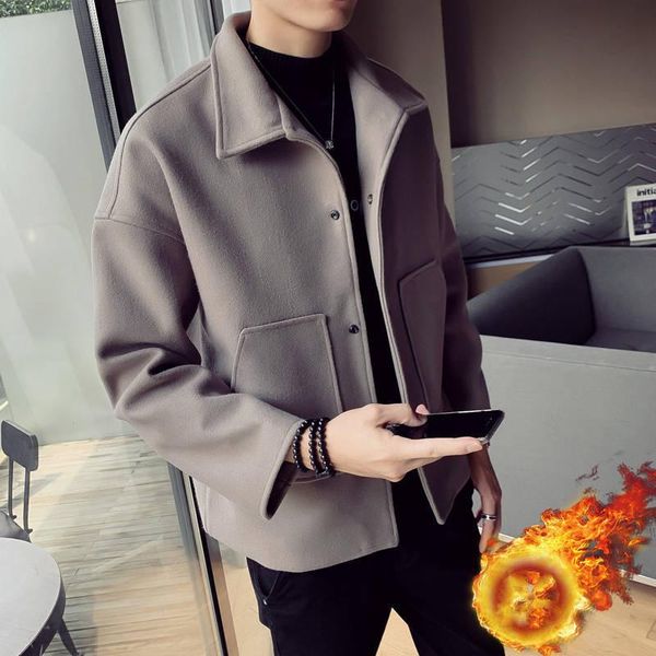 men's wool & blends autumn winter large size windbreaker trench woolen jacket handsome student short solid color lapel single breasted, Black
men's wool & blends autumn winter large size windbreaker trench woolen jacket handsome student short solid color lapel single breasted, Black