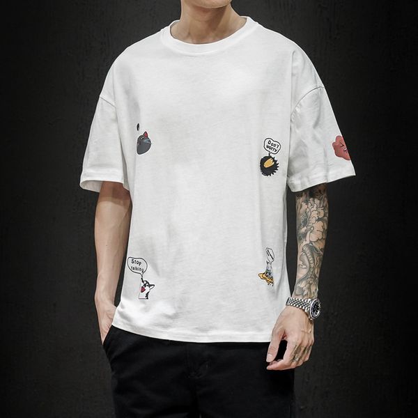 2020 new summer men's cartoon animal print casual t-shirt fashion cotton loose short sleeve shirt, White;black
2020 new summer men's cartoon animal print casual t-shirt fashion cotton loose short sleeve shirt, White;black