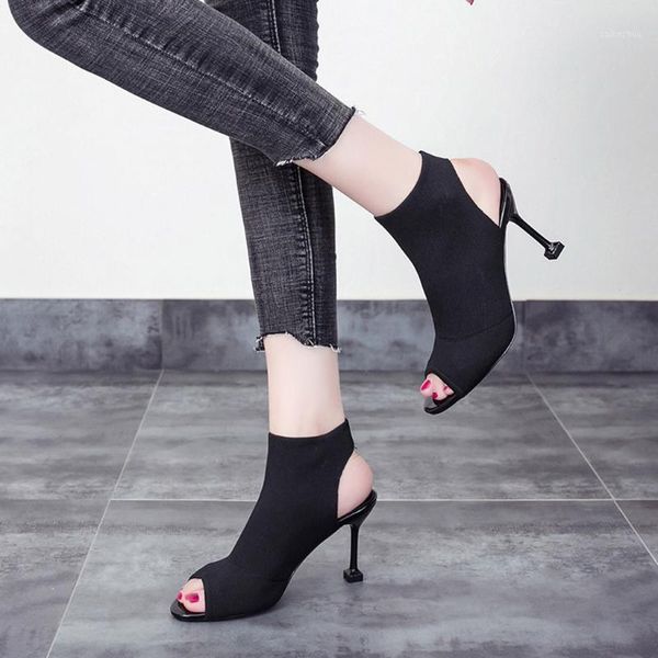 shoes women's fish mouth open toe stiletto shoes stretch knit high heels roman thin heels female1, Black
shoes women's fish mouth open toe stiletto shoes stretch knit high heels roman thin heels female1, Black