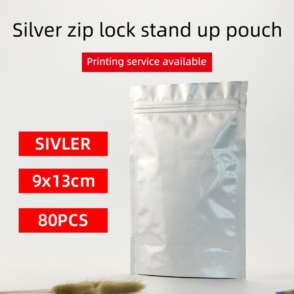 storage bags 9x13cm 80pcs stand up pouch with zipper silver aluminum foil bag resealable coffee packaging
storage bags 9x13cm 80pcs stand up pouch with zipper silver aluminum foil bag resealable coffee packaging