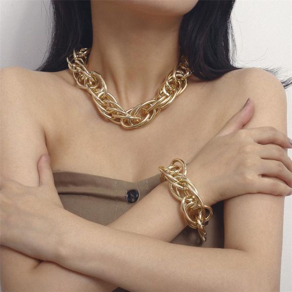 chains exaggerated gothic big thick chain choker necklace bracelet for women 2021 trendy hip hop twist statement jewelry, Silver
chains exaggerated gothic big thick chain choker necklace bracelet for women 2021 trendy hip hop twist statement jewelry, Silver