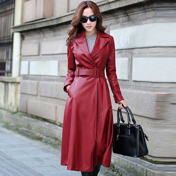 2021 new spring women jacket female windproof faux leather jackets medium long outwear with belt 4hwu, Black
2021 new spring women jacket female windproof faux leather jackets medium long outwear with belt 4hwu, Black